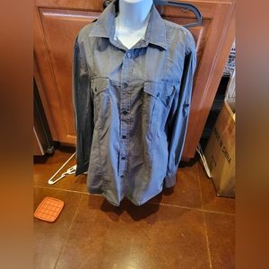Grey express size large button down